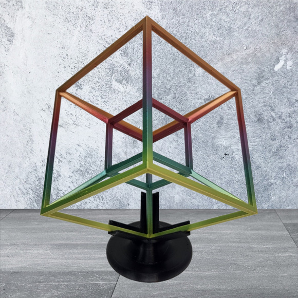 Tesseract Hypercube 3D Printed 4th Dimension Sculpture Model Pick Size & Color - Picture 1 of 8